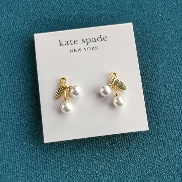 KATE SPADE Cherie Cherry Gold Stud Earrings NEW $42